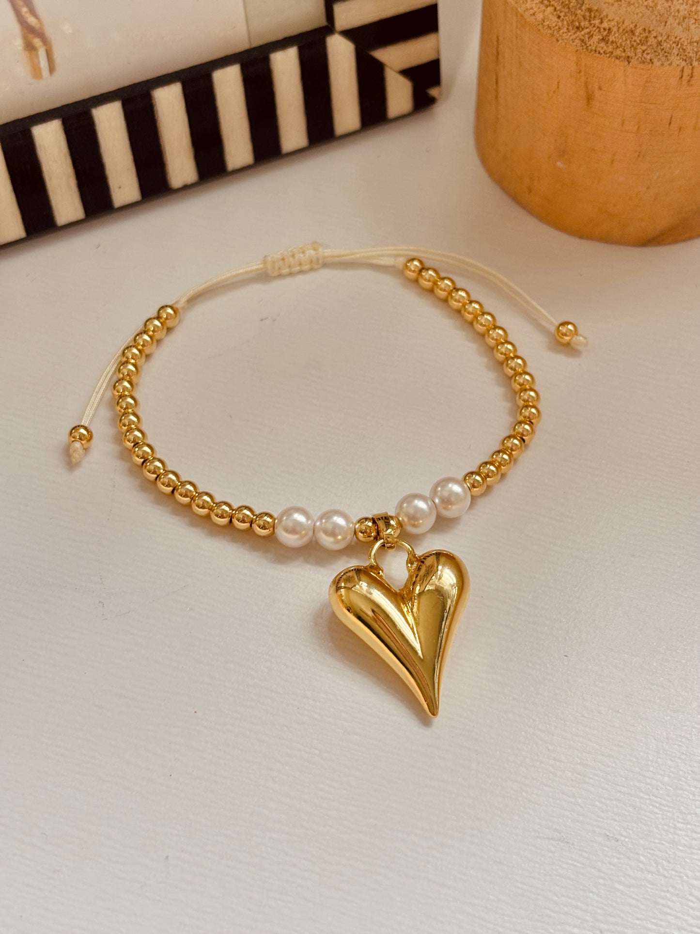 Heart and Pearl Bracelet