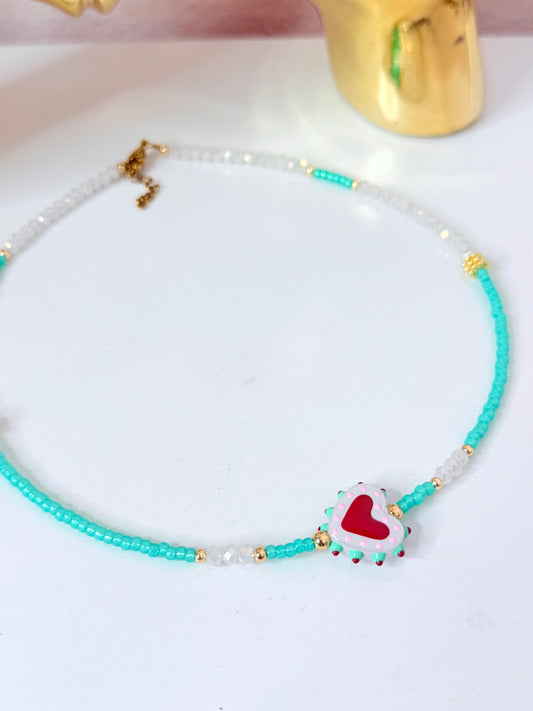Self-Love Necklace Aqua-ClearWhite