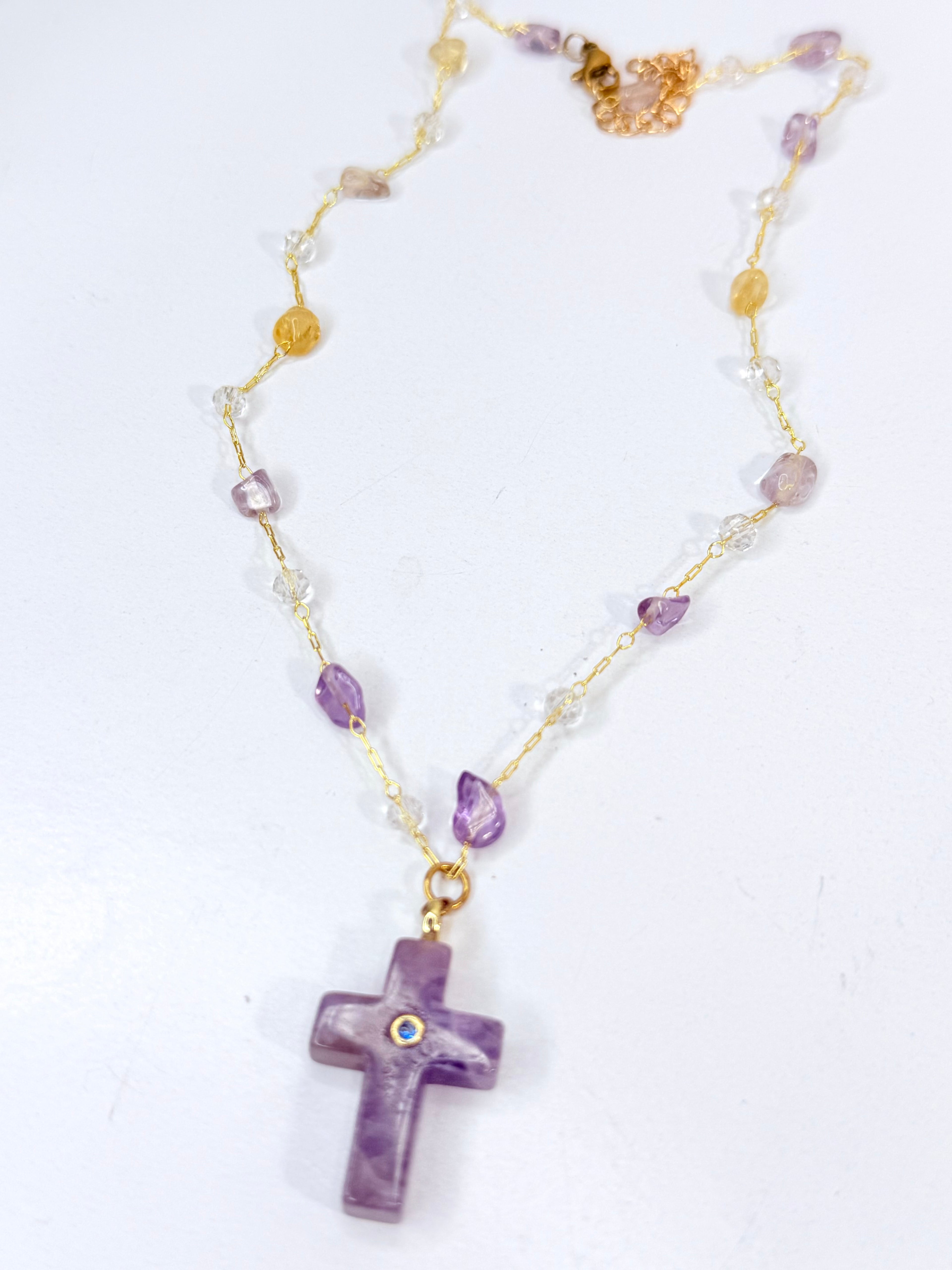 Amatista Cross Necklace