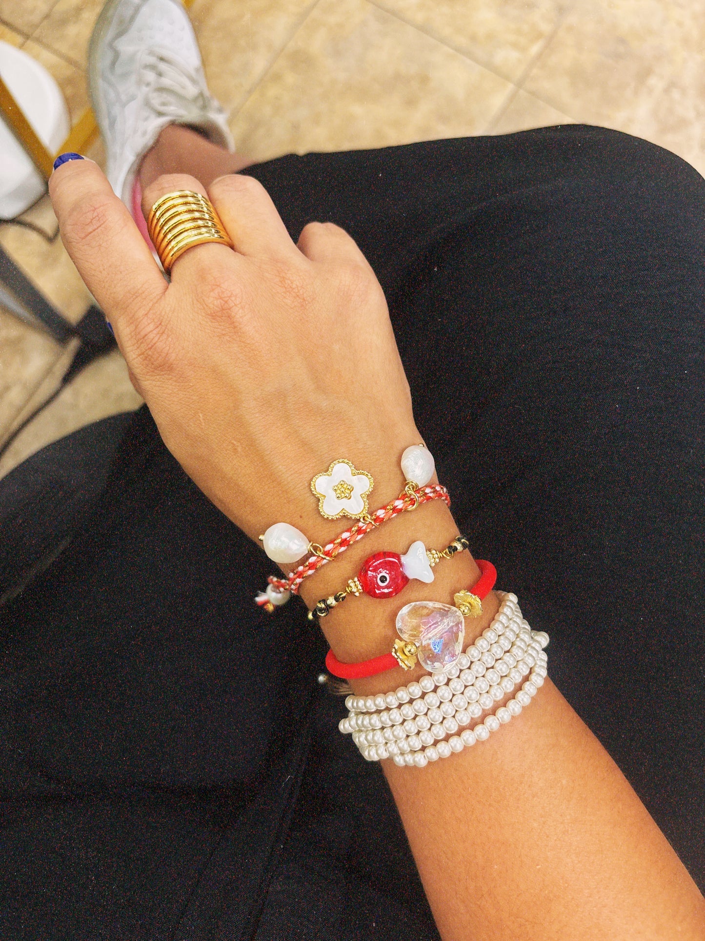 Red Daisy Bracelet