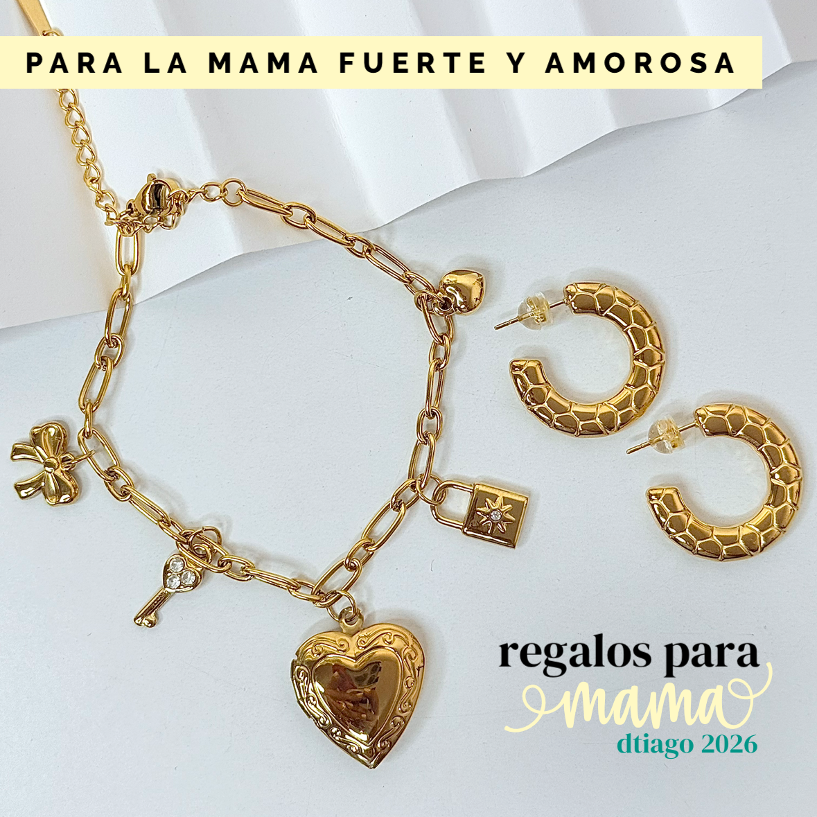 Para la mama Fuerte y Amorosa Bracelet & Earrings Set (Incluye 2 piezas)