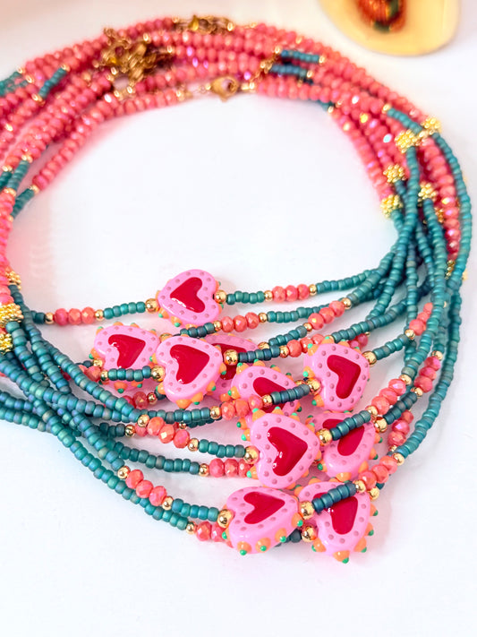 Self-Love Necklace Teal-Coral