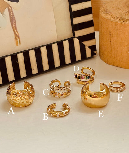 Gold Variety Cuffs Earrings