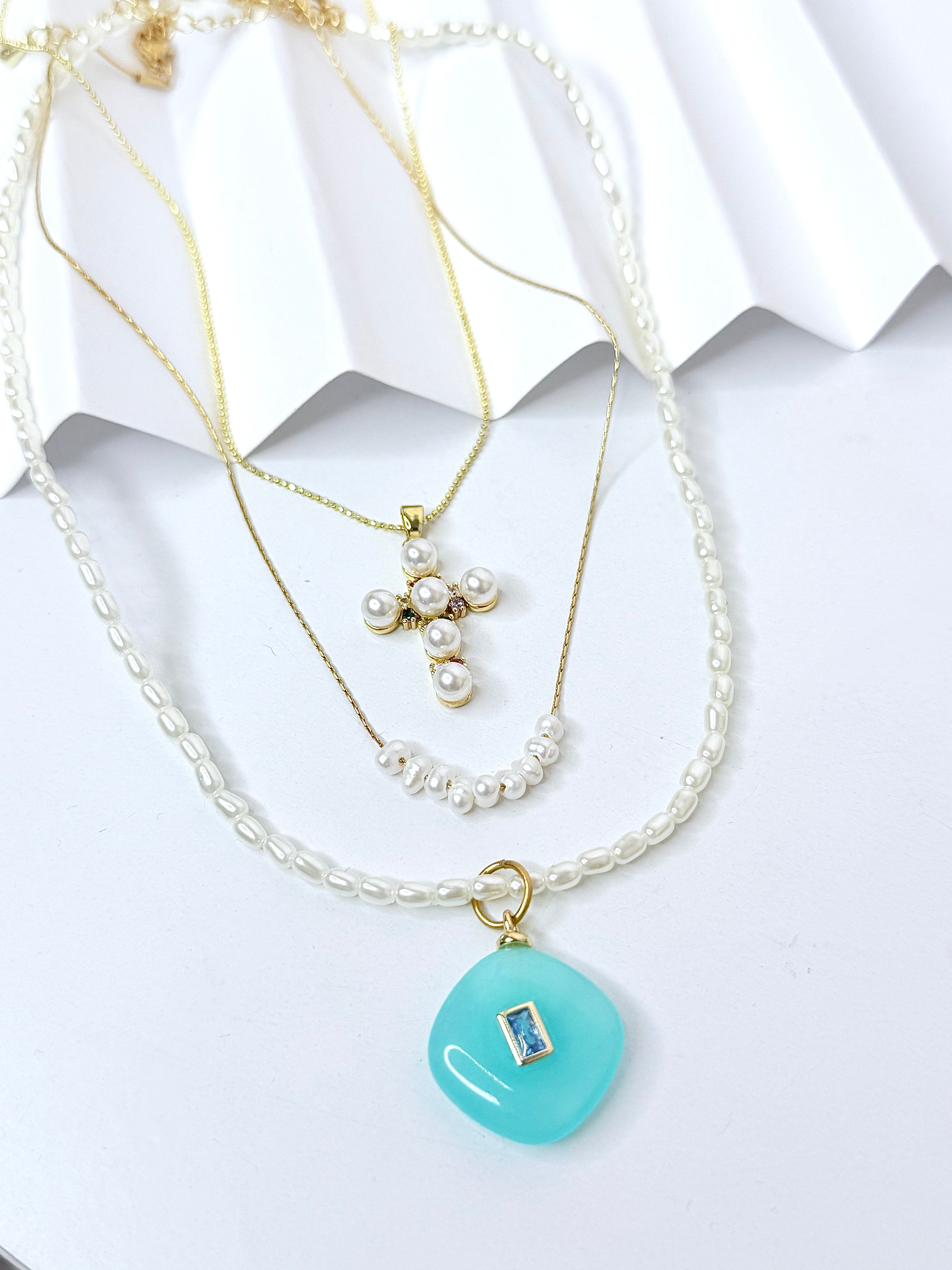 Aqua & Pearl Necklace