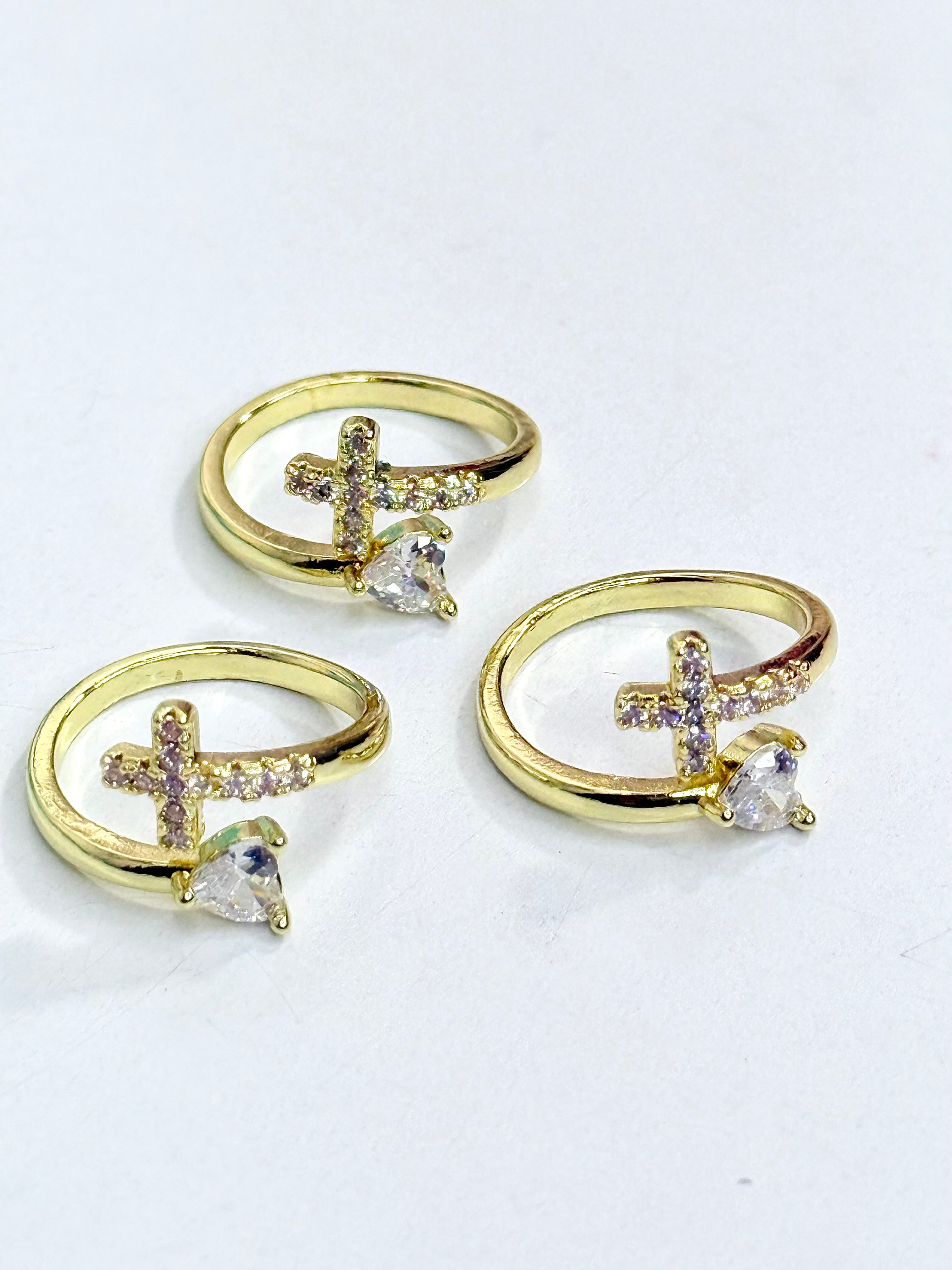 Cross & Heart Ring