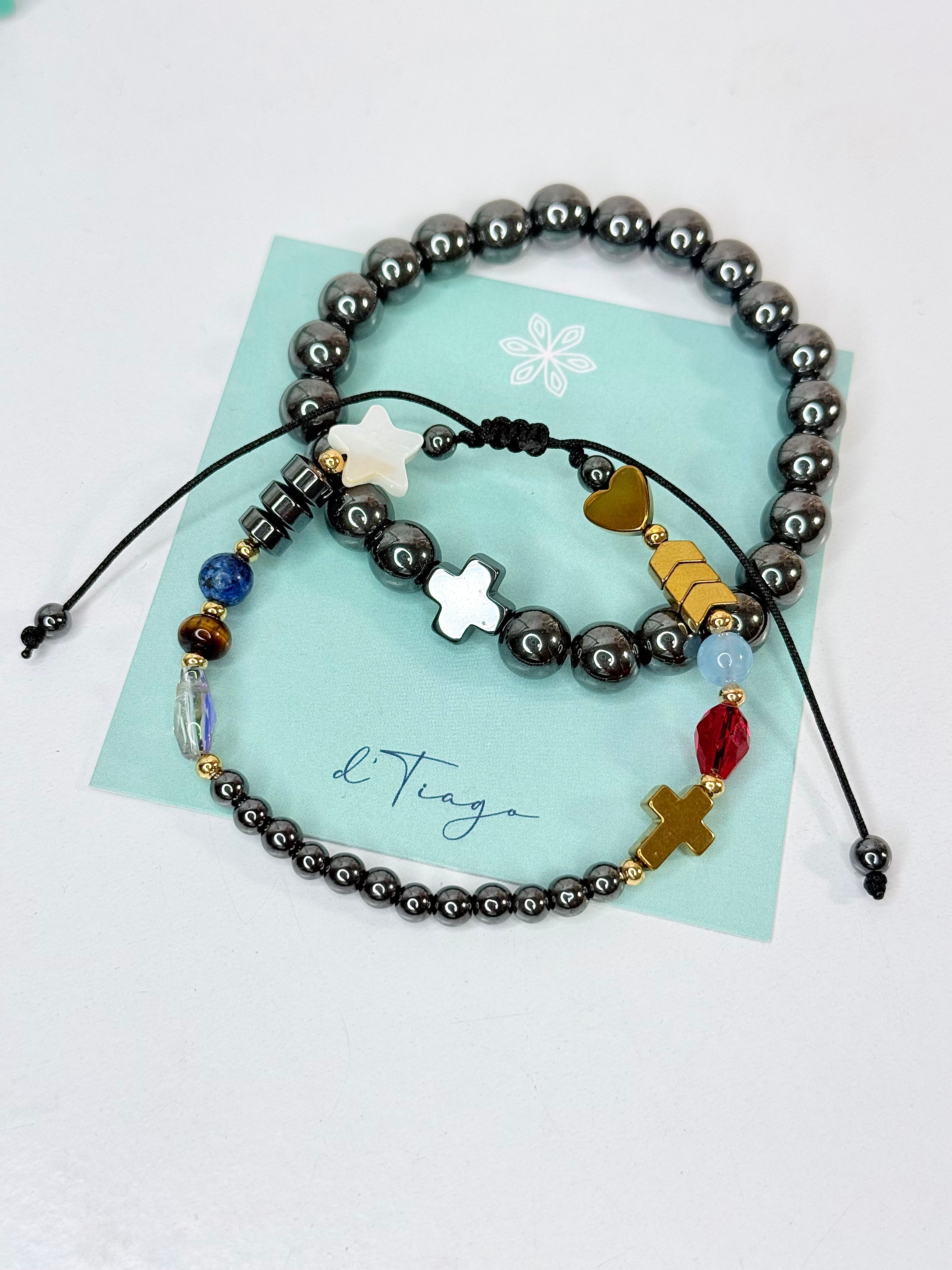 Hombre de Fe Set: Historia de Jesús Bracelet+ Pulsera Hematite