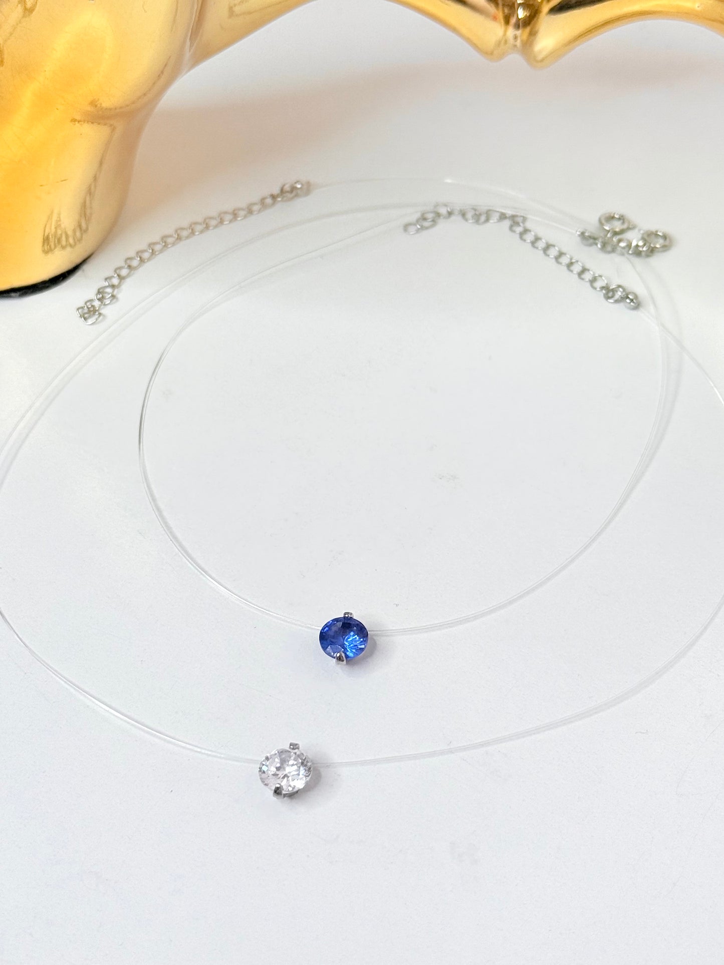 Clear/ Blue Diamond Necklace