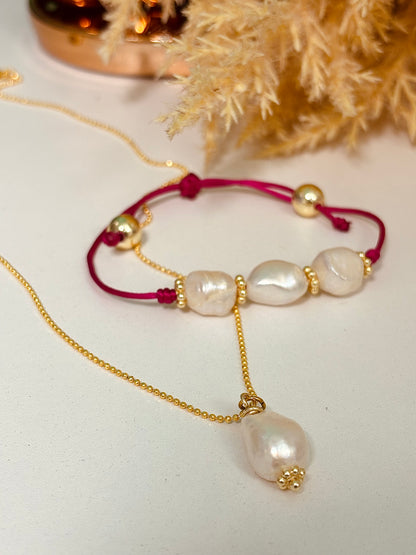 Fresh Water Pearl Set Necklace & Bracelet