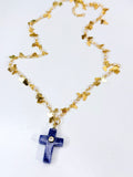 Blue Cross & Heart Necklace