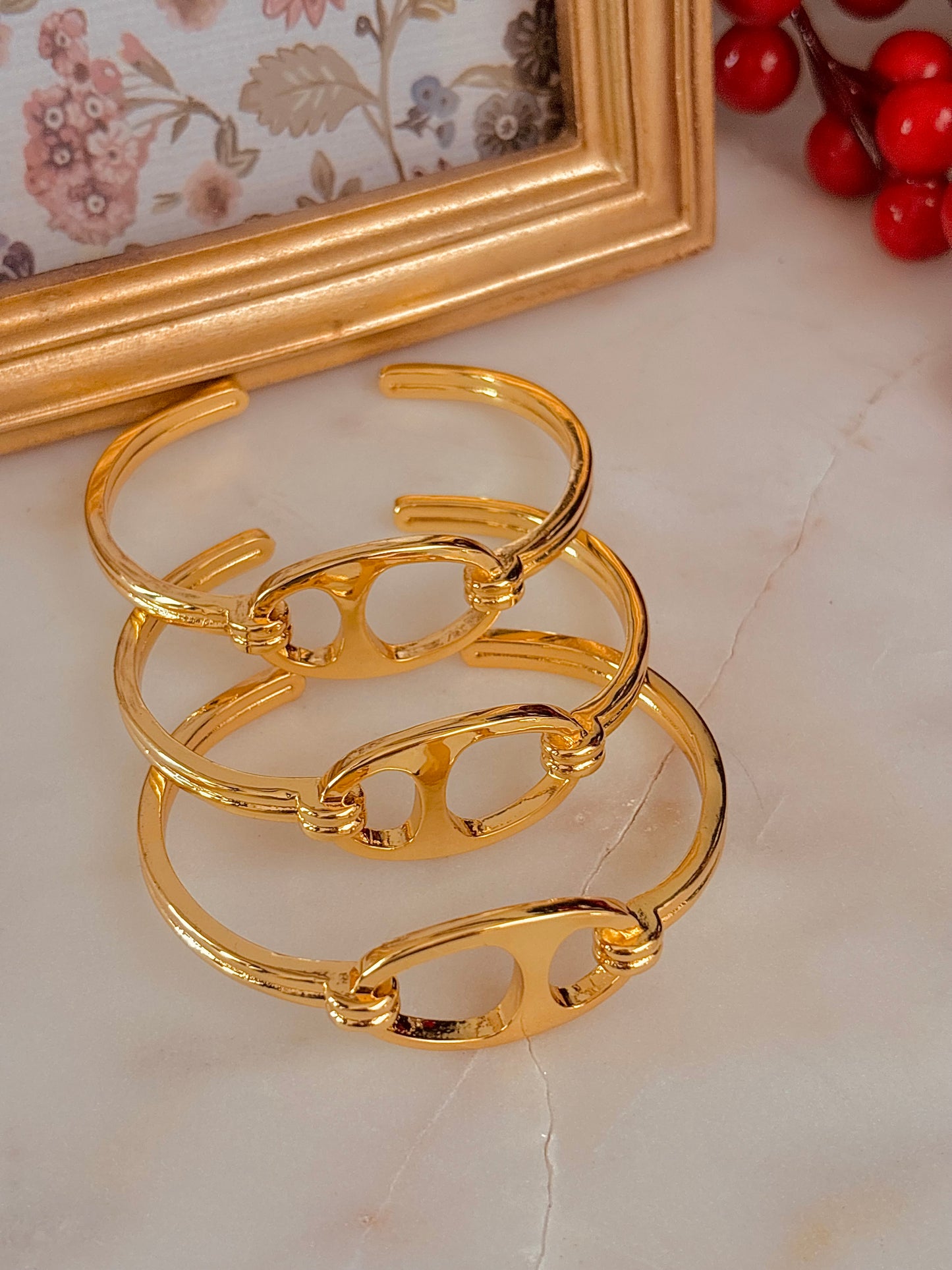 Gold Cuff Bangle Bracelet