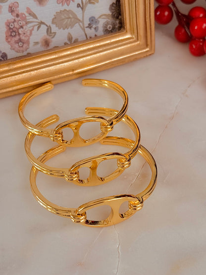 Gold Cuff Bangle Bracelet