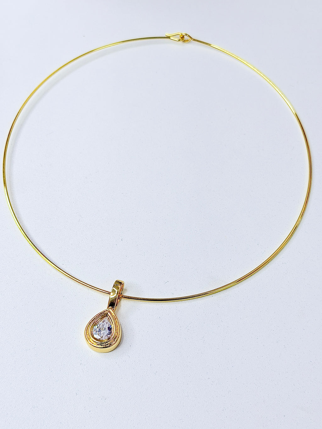 Diana Gold Omega + Drop Crystal Necklace