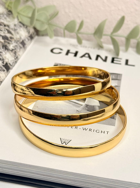 3 Gold Bangles Bracelets