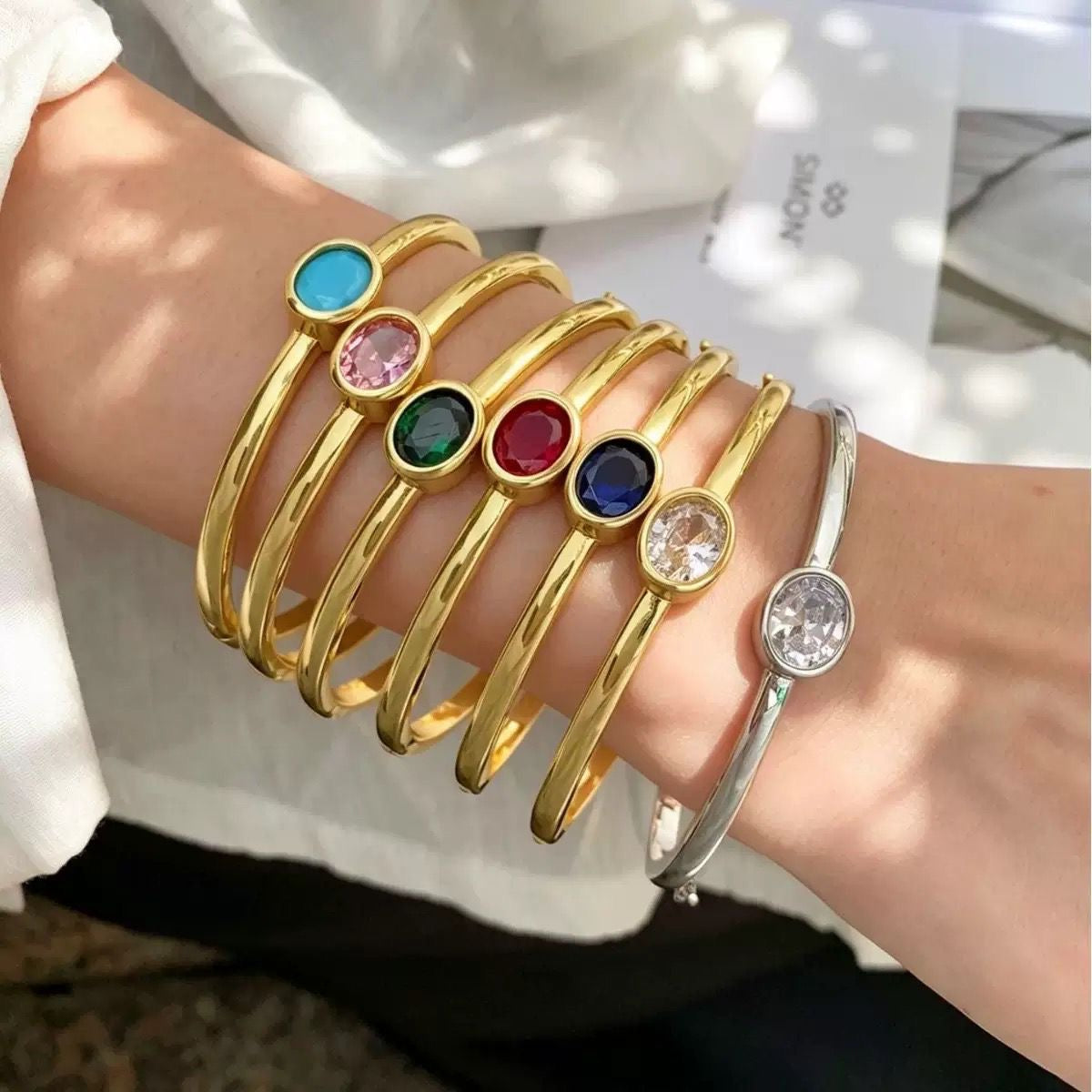 Cristal Bangle Round Bracelet with Ring