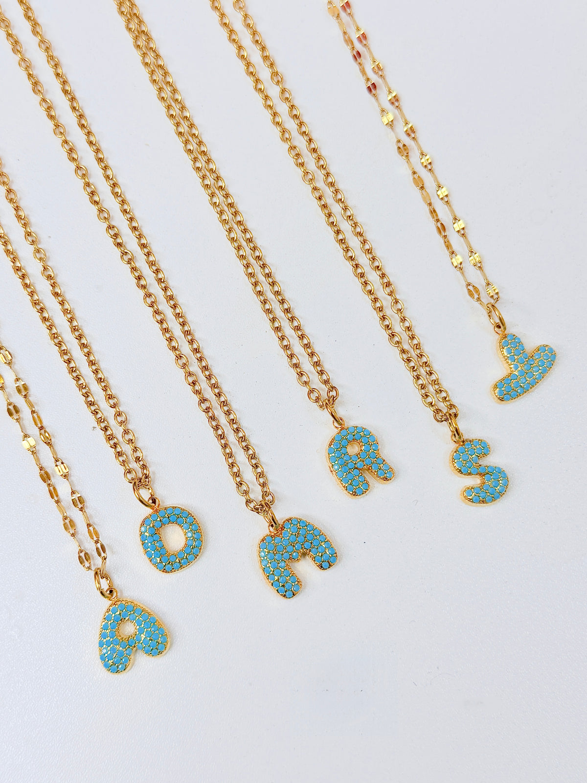 Blue Letters Necklace