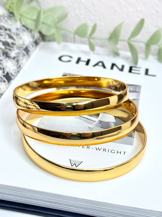 3 Gold Bangles Bracelets