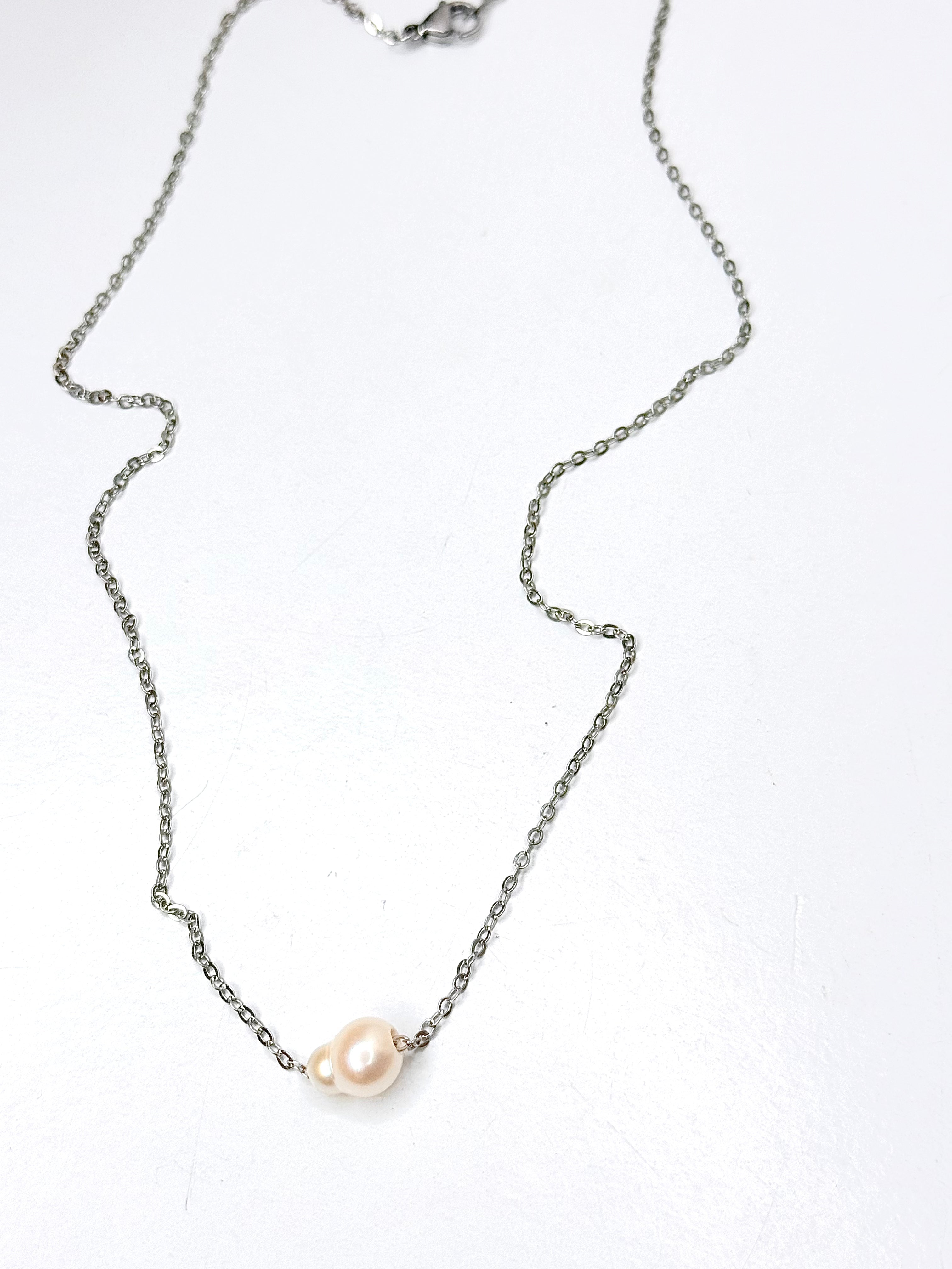 Silver Single Pearl Necklace
