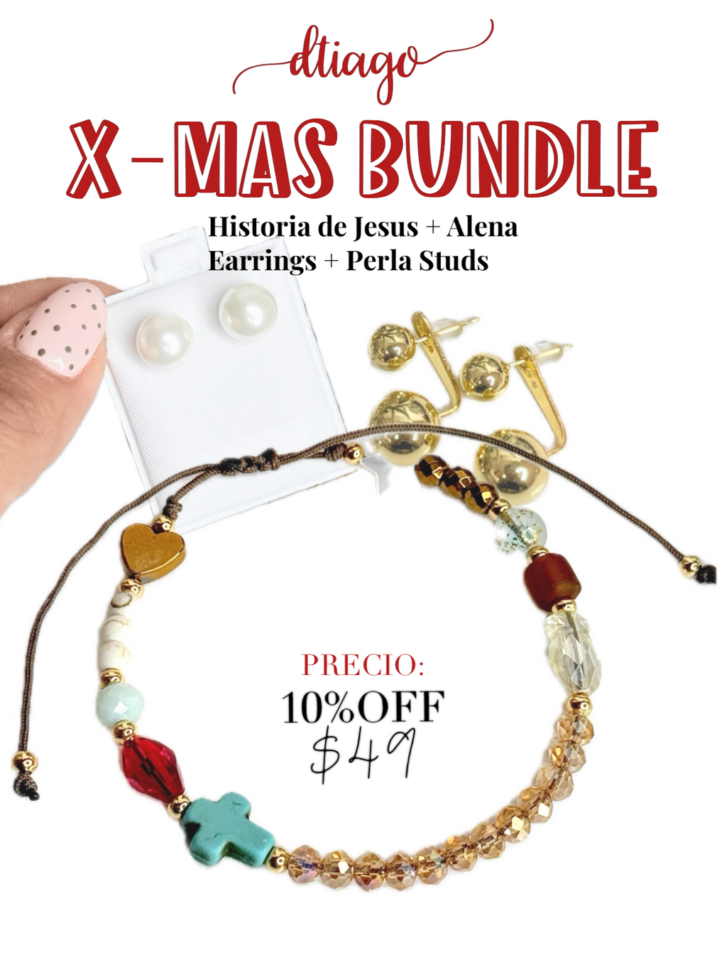 Top Seller Bundle Historia de Jesus + Alena Earrings + Pearl Studs
