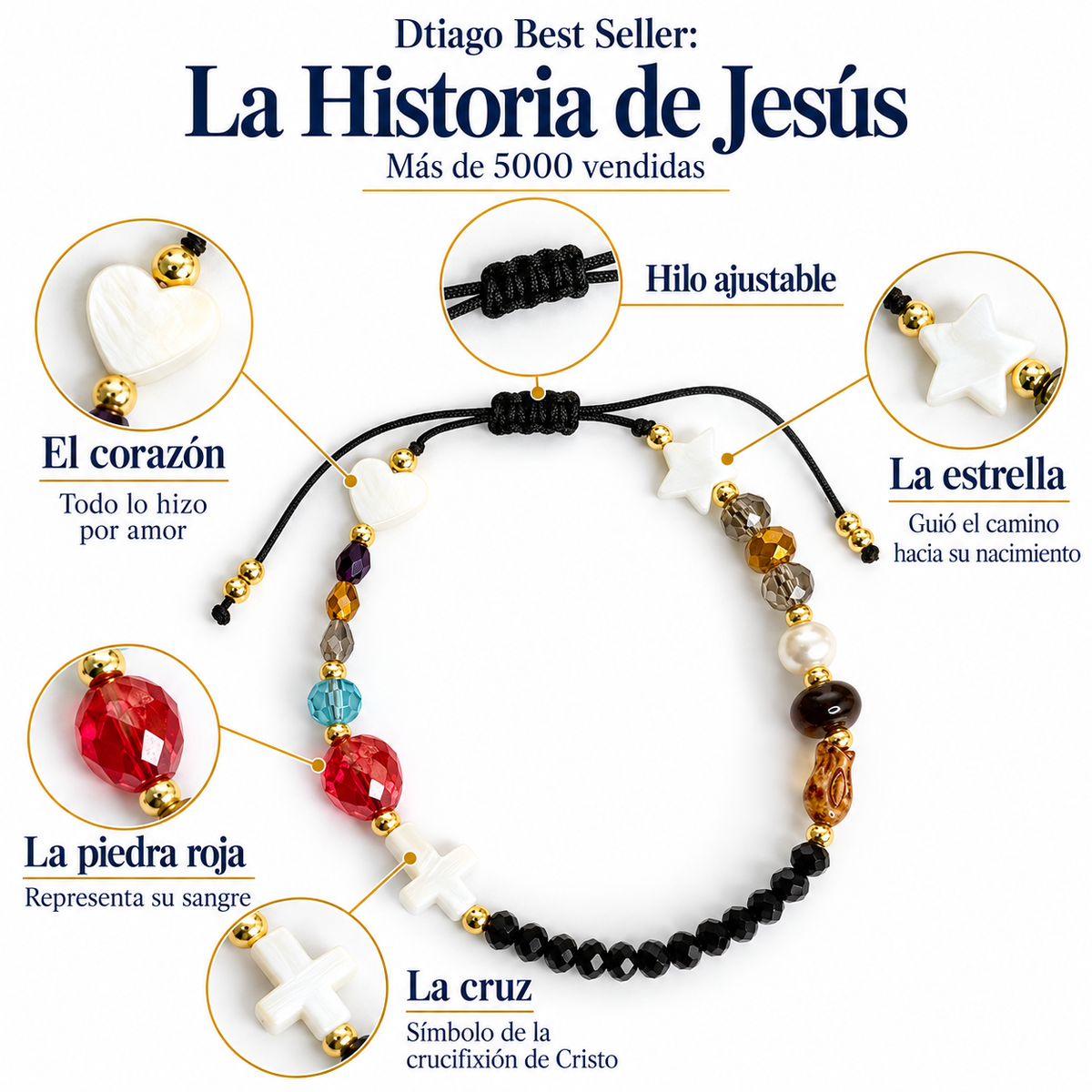 #1 MAS VENDIDA- La Historia de Jesus- La Pulsera Clásica HDJ